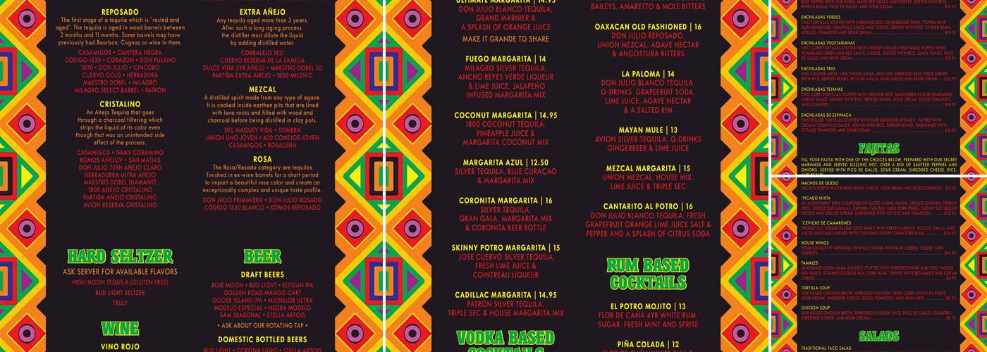 El Potro Mexican Grill Menu