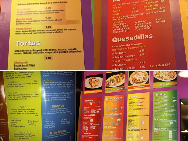 Fiesta Burrito Menu