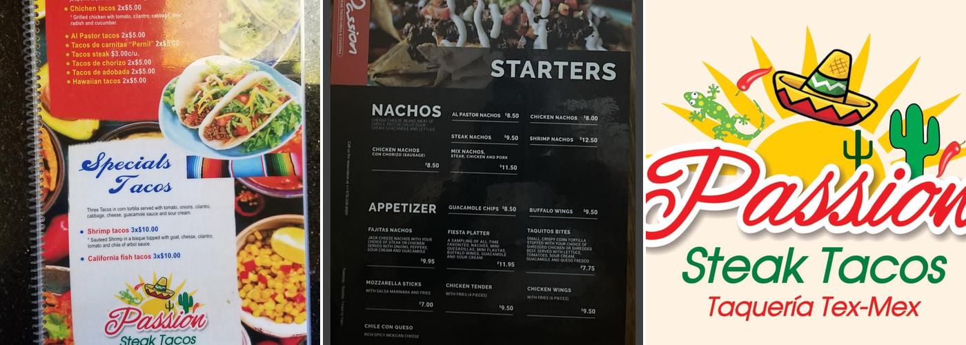 Taqueria Passion Steak Tacos Menu