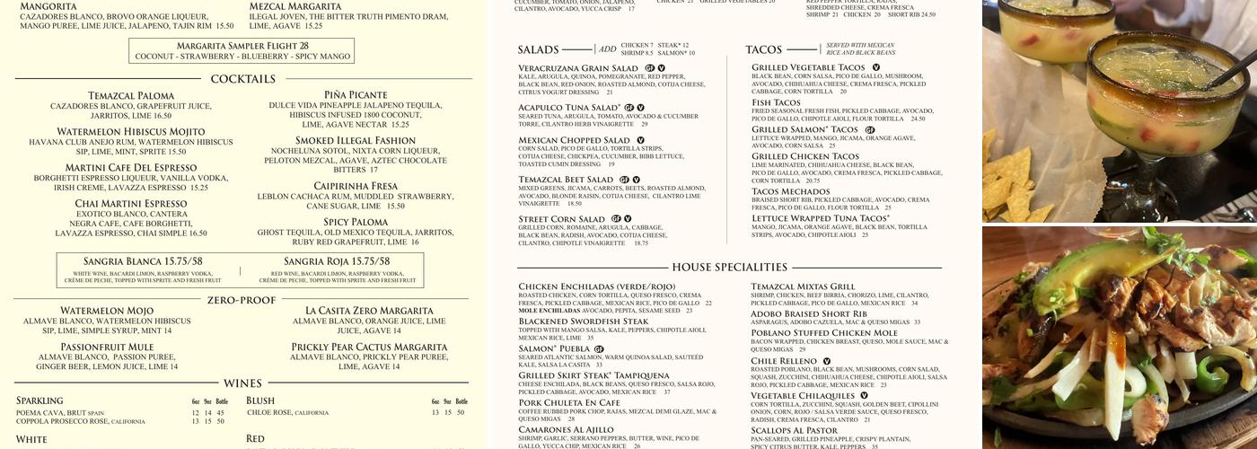 Temazcal Tequila Cantina Menu