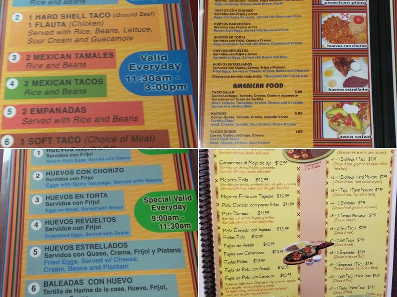 La Plaza Restaurant Menu