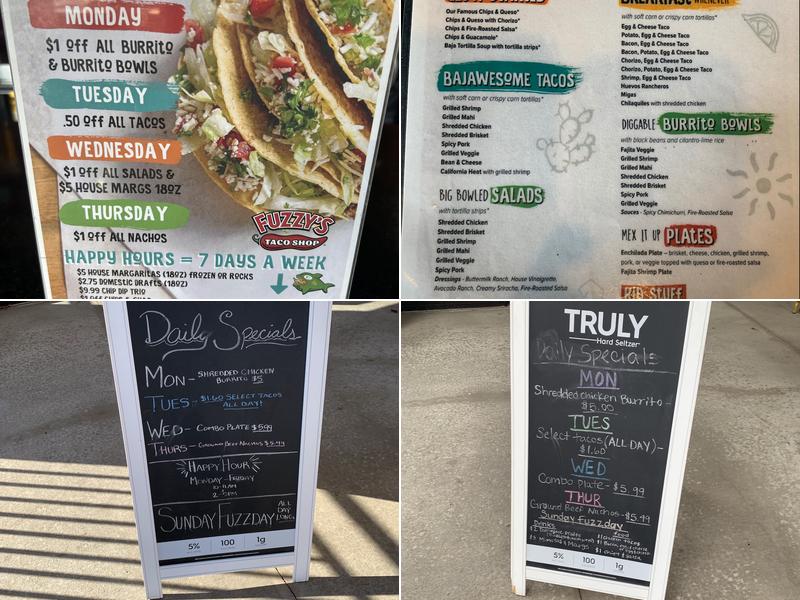Fuzzy's Taco Shop Menu