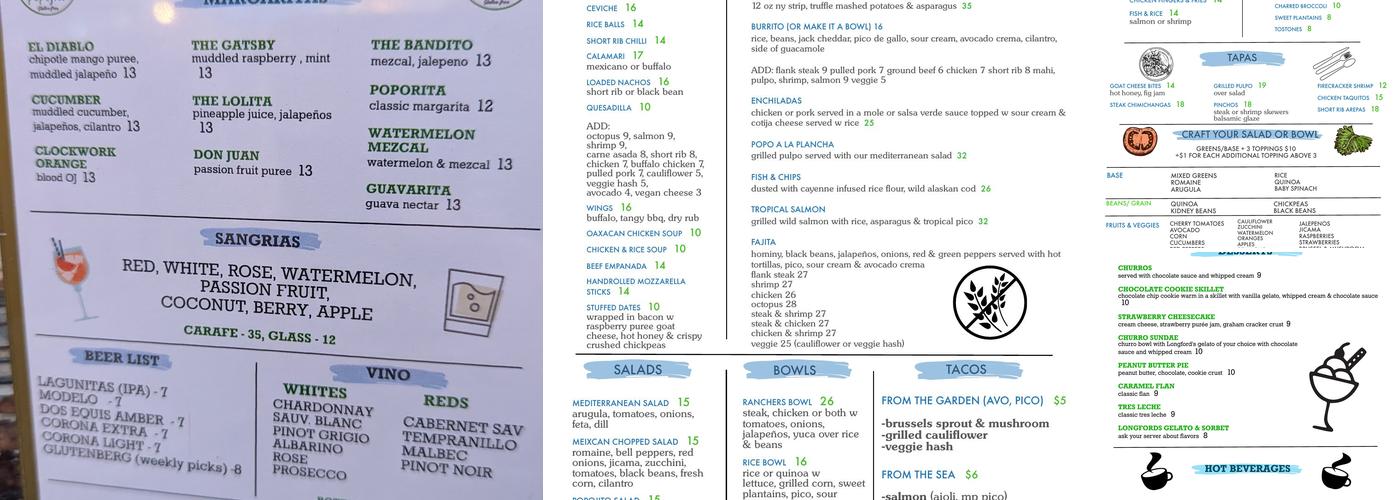 PopoJito Med-Mex Kitchen Menu