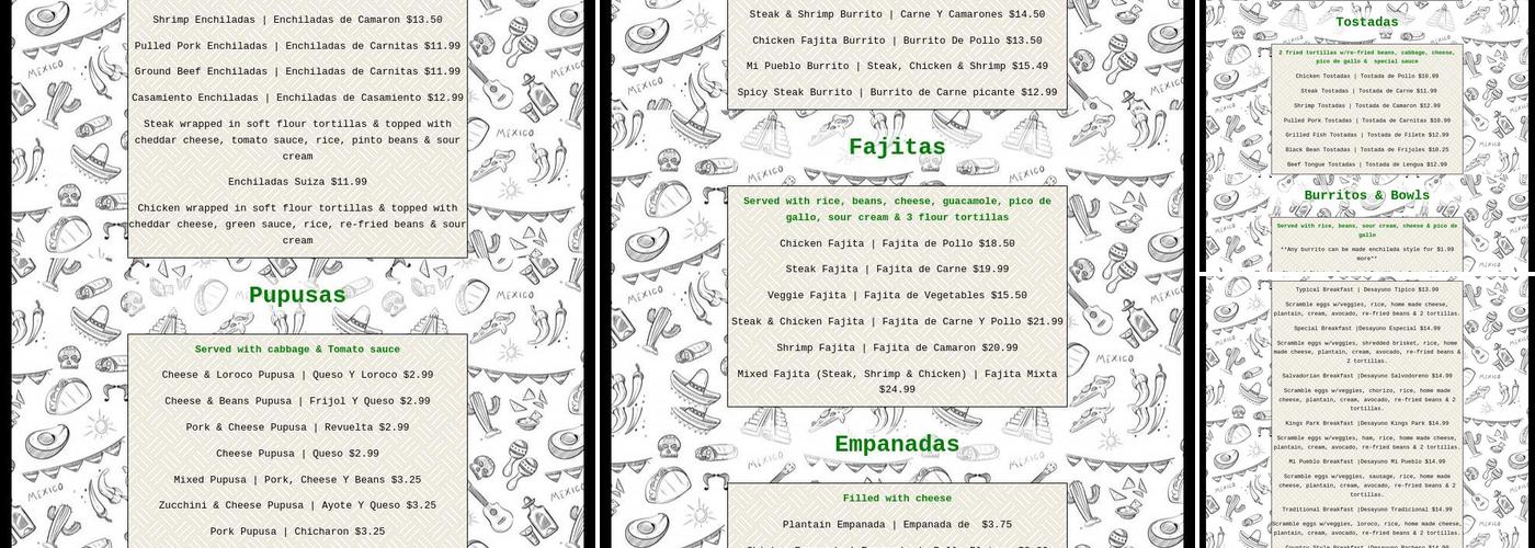 Mi Pueblo Restaurant Menu