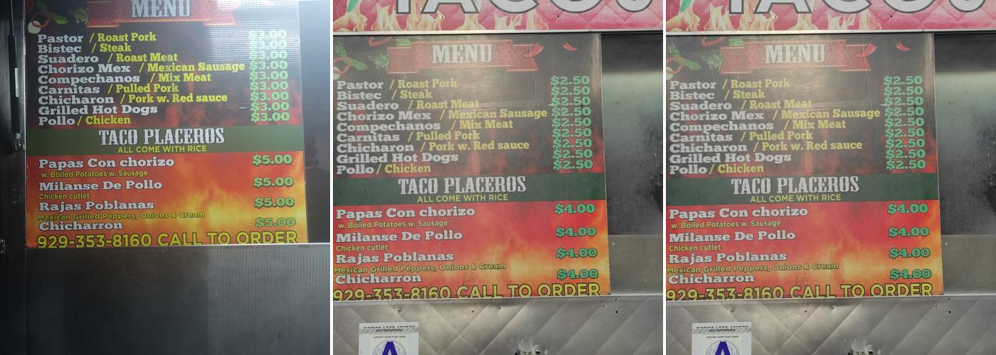 Tacos El Pinguino Menu
