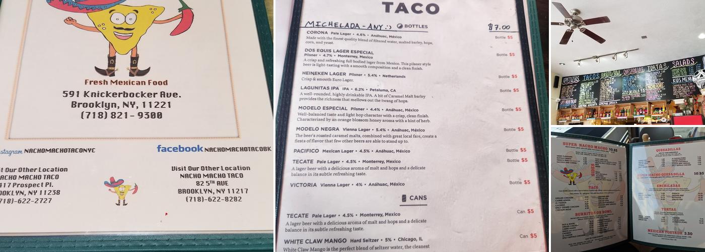 Nacho Macho Taco Menu
