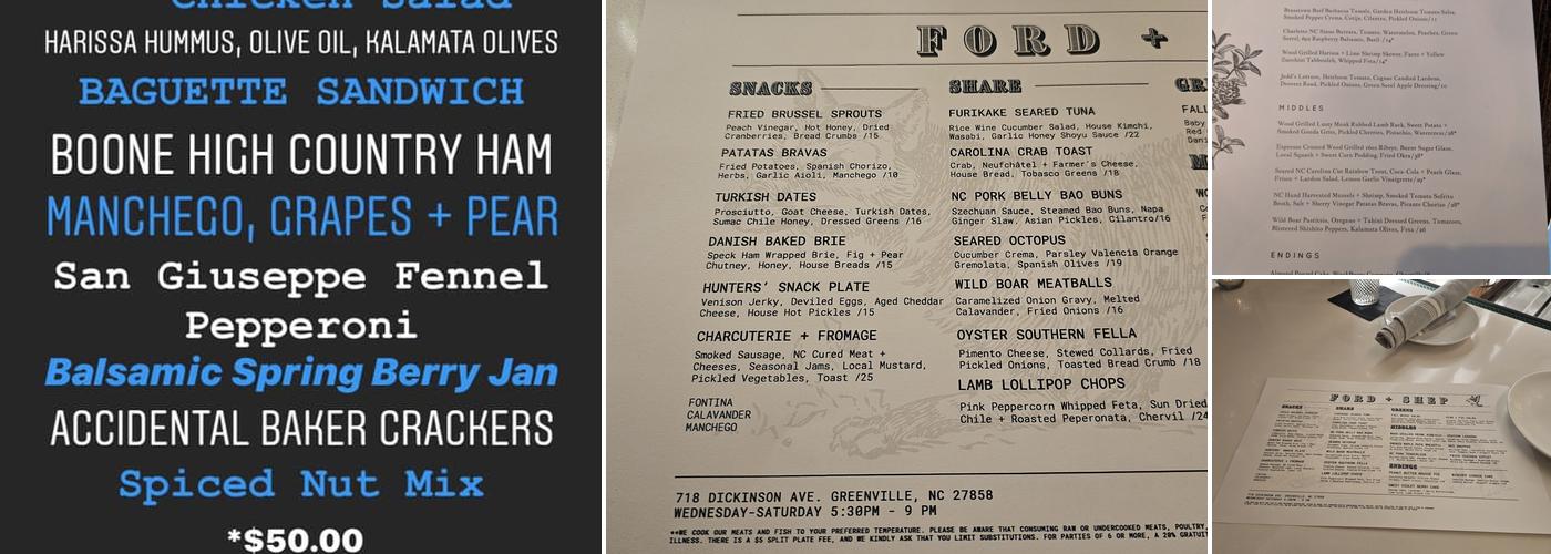 Ford+Shep Menu