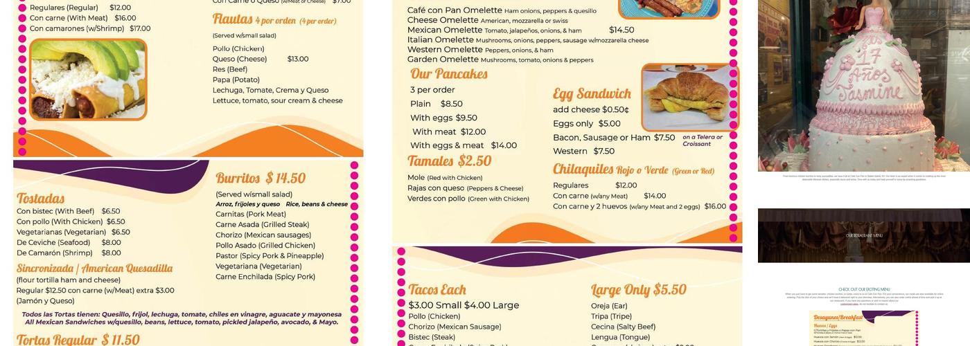 Cafe Con Pan Menu