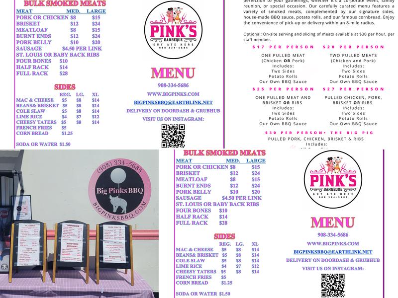 Pink’s BBQ Menu