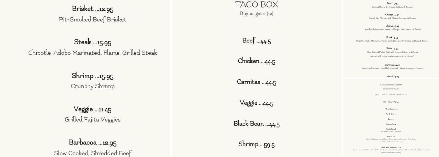 TACO CO. Menu