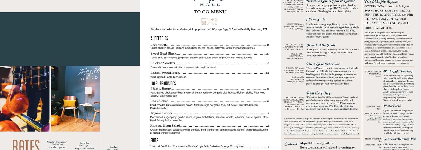 Maple Hall Menu