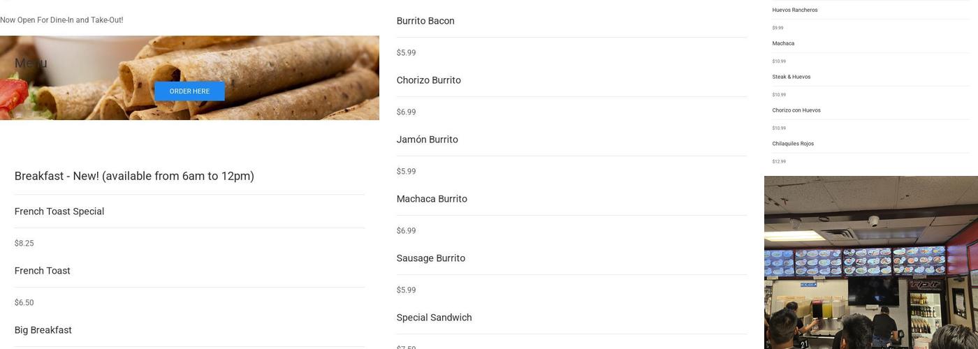 Mexico Tipico Menu