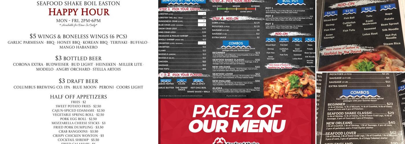 Seafood Shake Menu