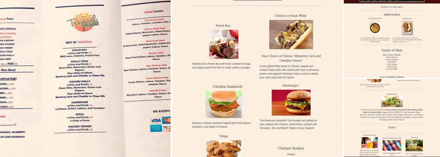 tropical flame Menu