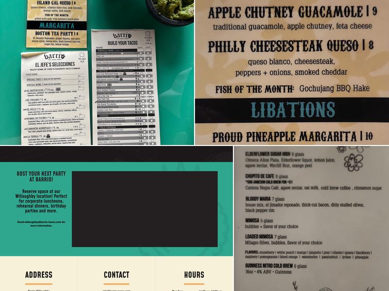 Barrio Tacos Willoughby Menu