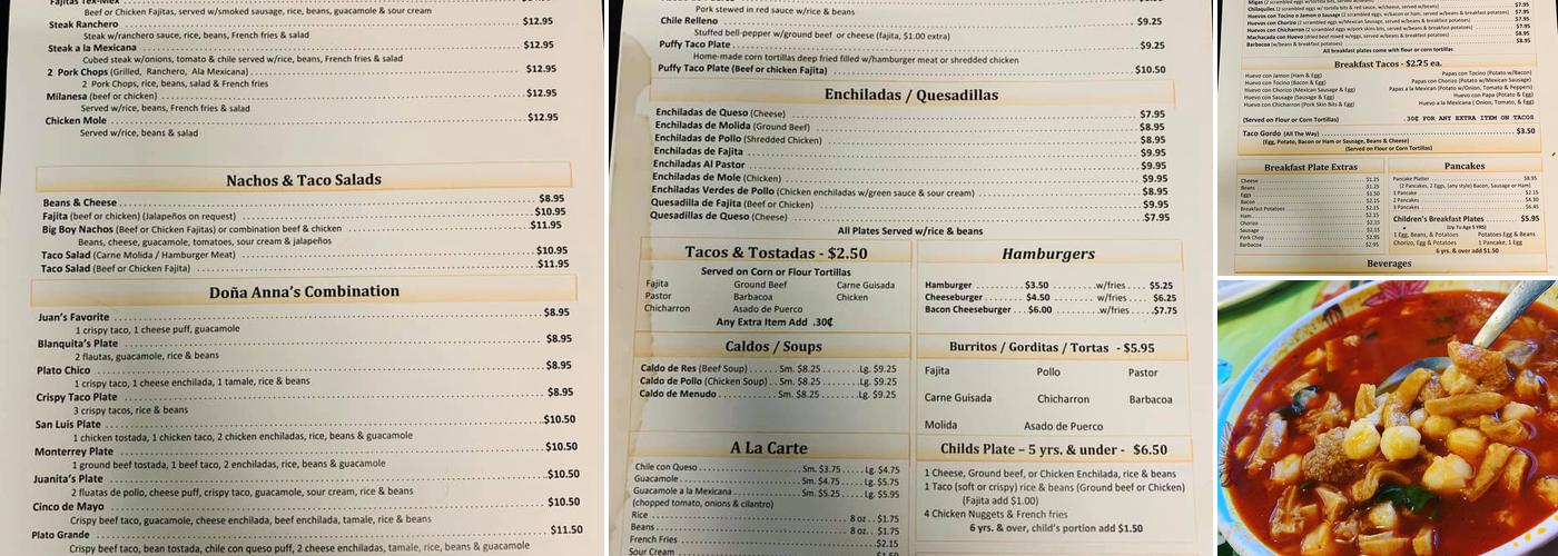 Doña Maria Menu