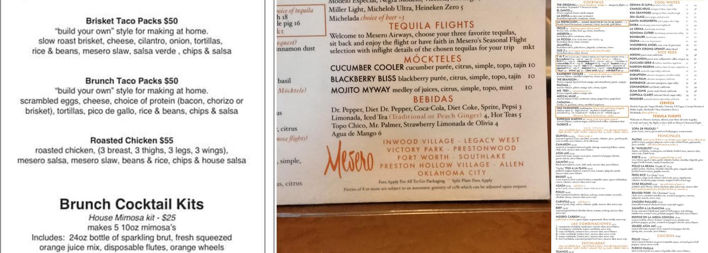 Mesero - Legacy West Menu
