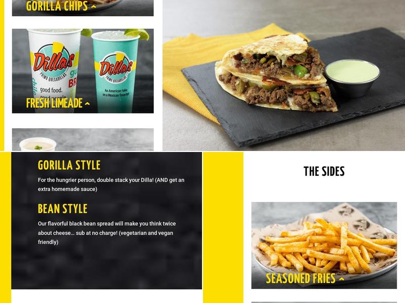 Dillas Quesadillas Menu