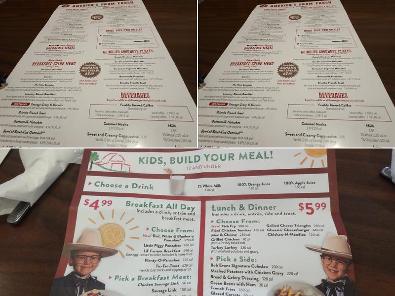 Bob Evans Menu
