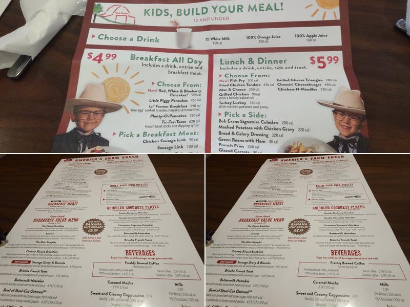 Bob Evans Menu