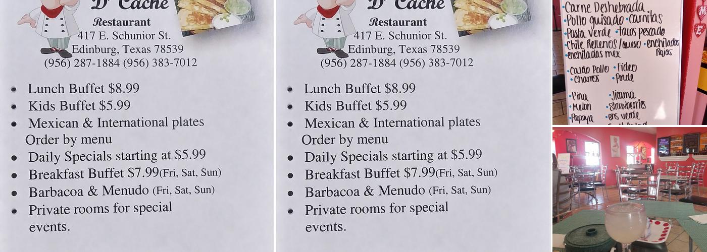 De Cache Restaurant Menu