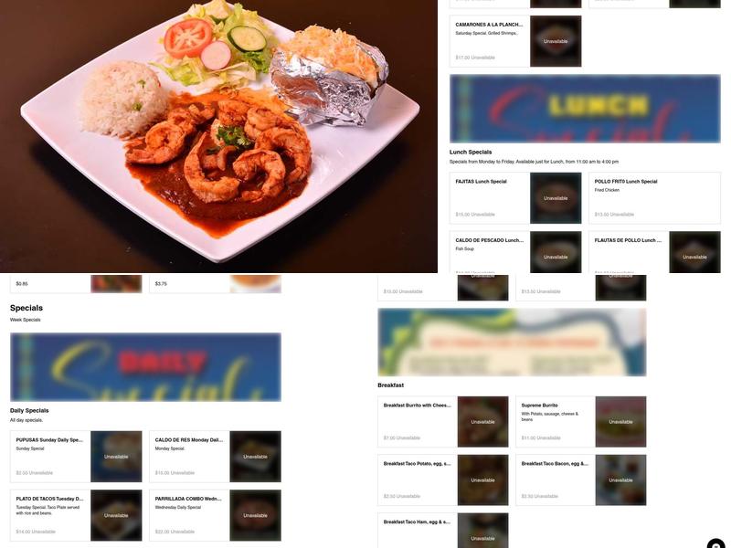 El Sabor Restaurant Menu