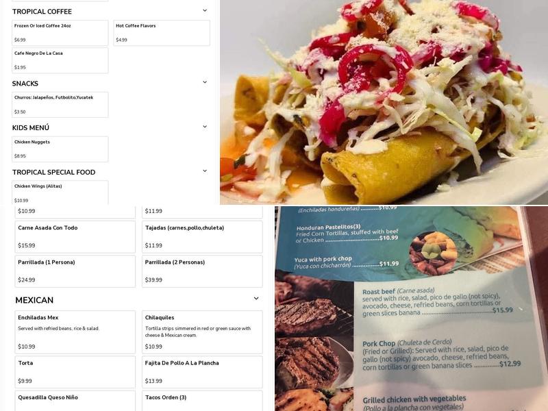 Tropicafe Restaurant Menu