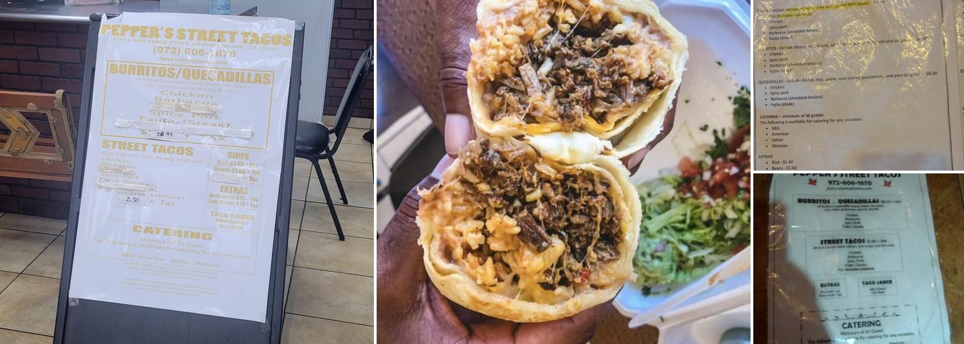 Pepper's Street Tacos Menu