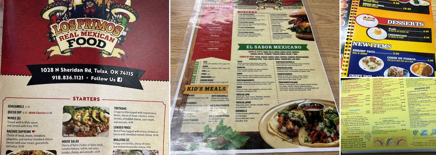 Los Primos Menu