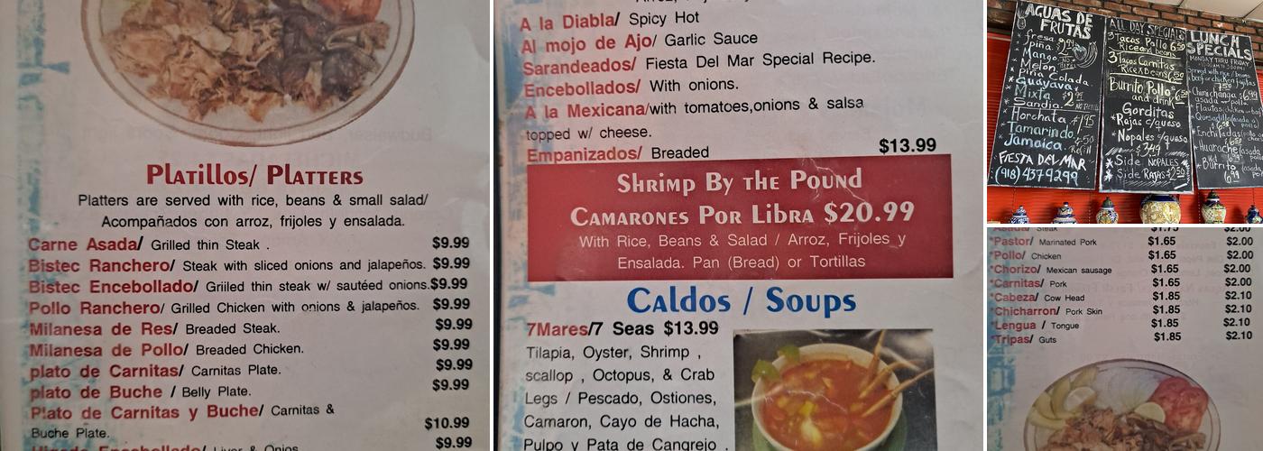 Fiesta Del Mar Menu