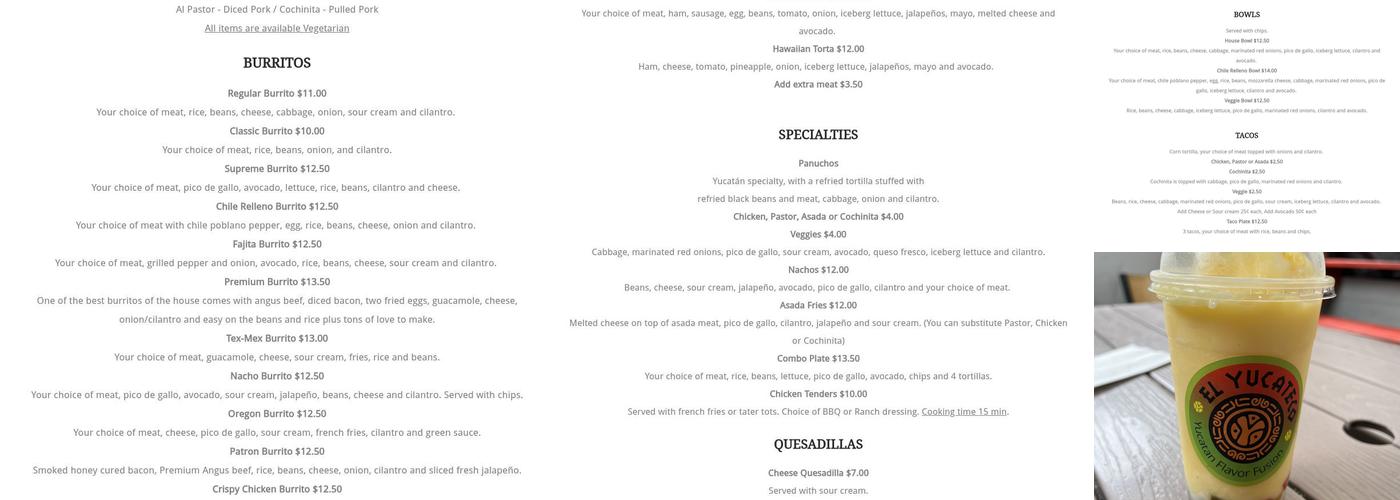 El Yucateco Foodcart Menu