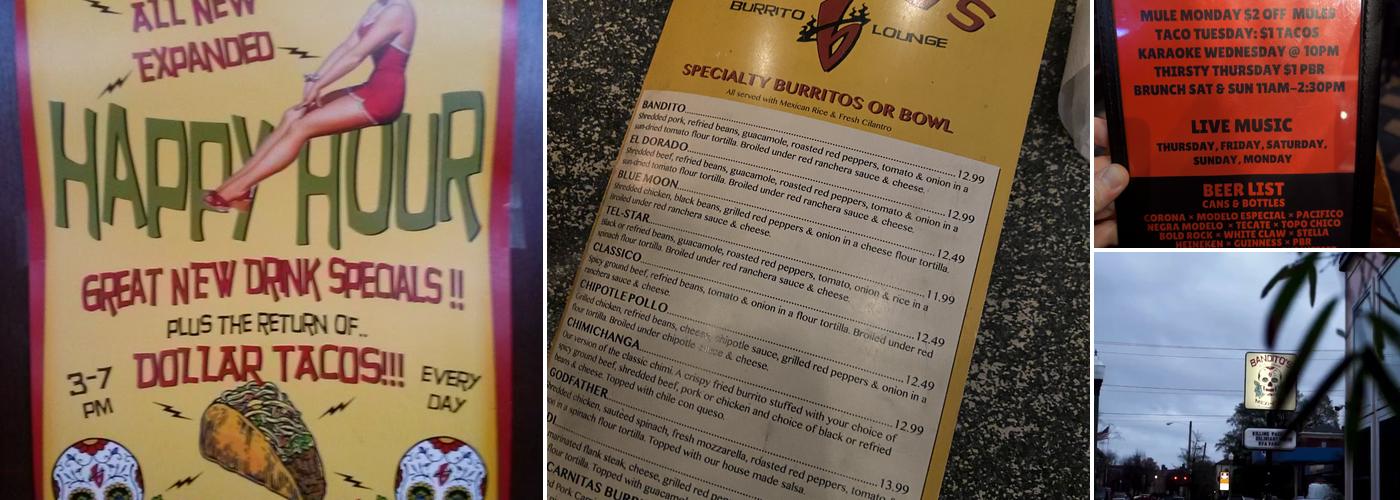 Bandito's Burrito Lounge Menu