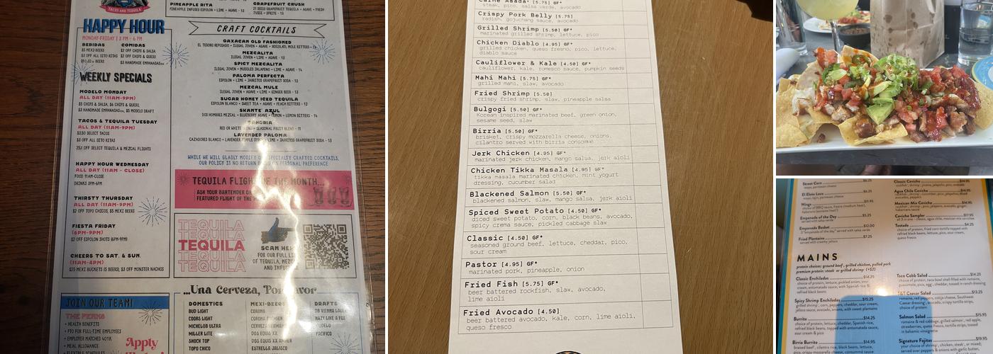 Tequila & Taco Menu