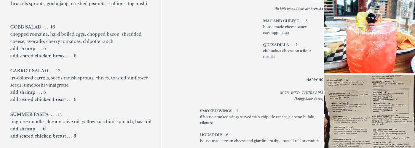 La Crosse Distilling Co. Menu
