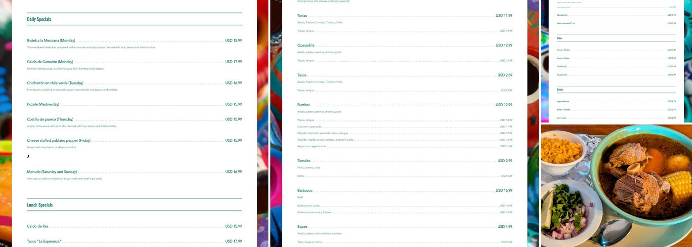 Carnitas Michoacan Menu