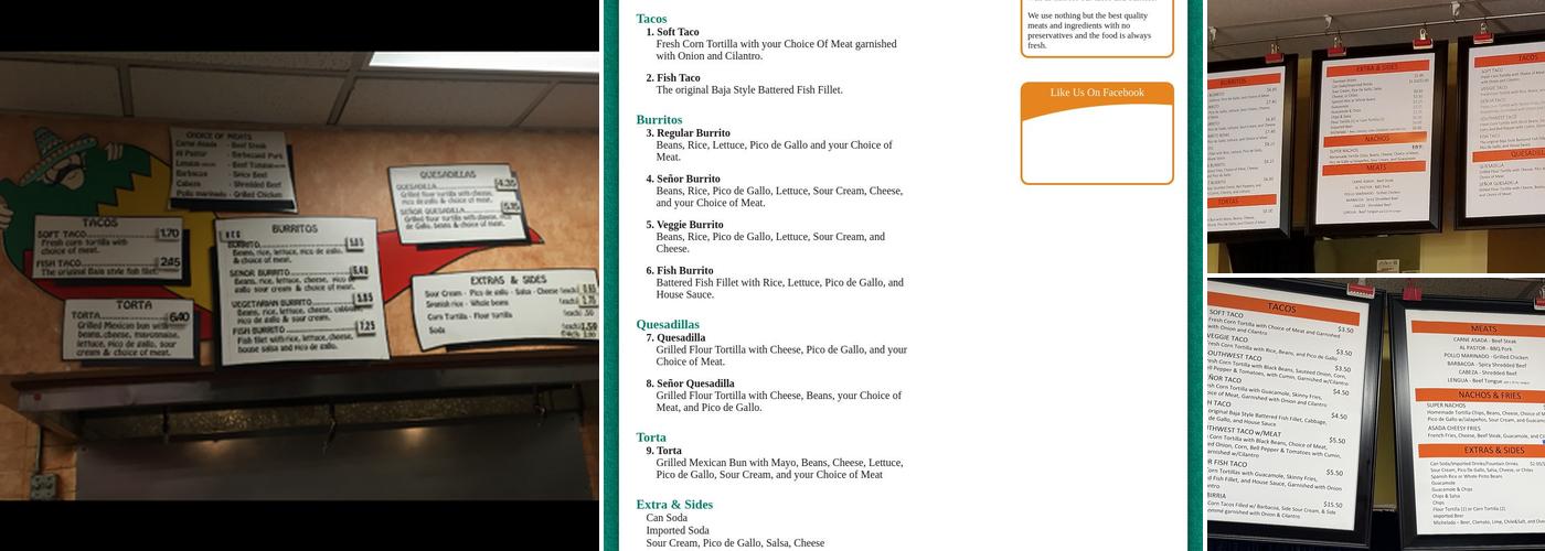 Señor Taco Menu