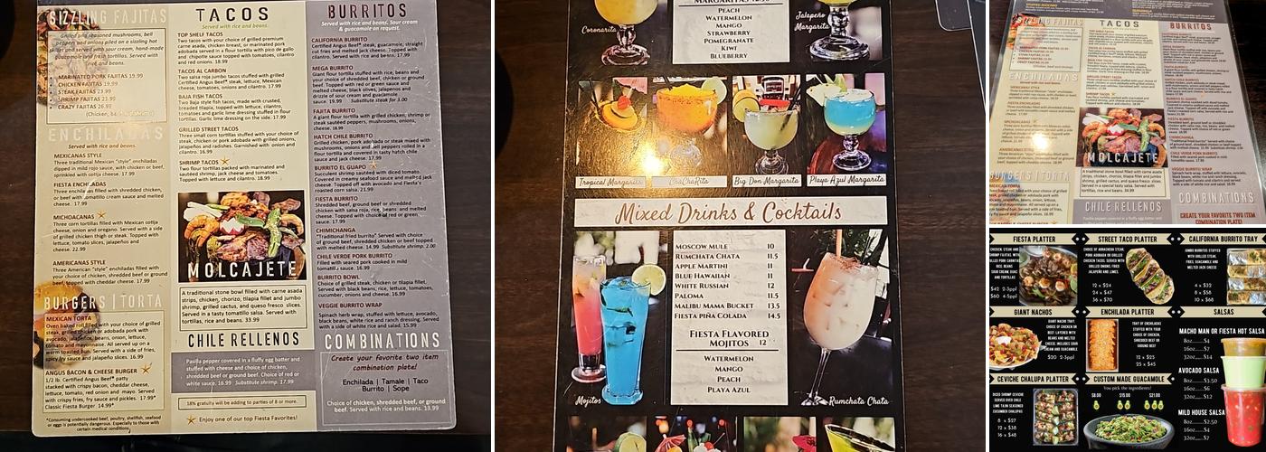 Fiesta Mexican Restaurant and Catering on Queensgate Menu