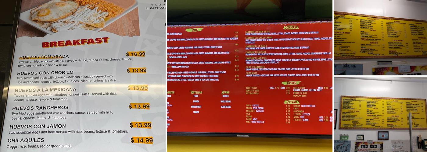 Taqueria Castillito Yucateco Menu