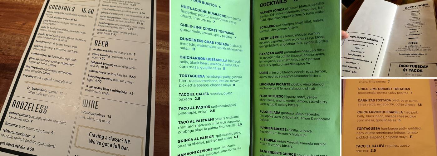 Mosto Menu