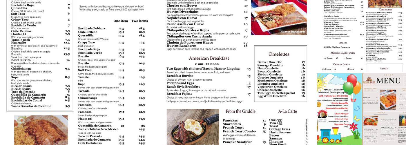 Mexico Tipico Menu