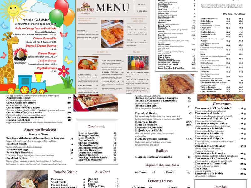 Mexico Tipico Menu