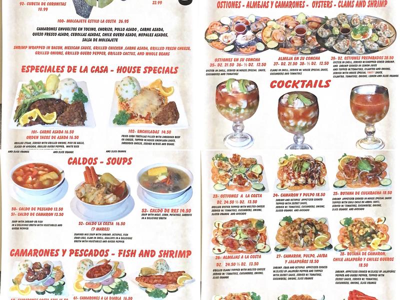 La Costa Menu