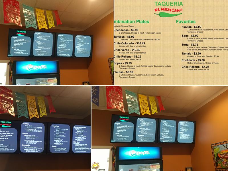 Taqueria El Mexicano Menu