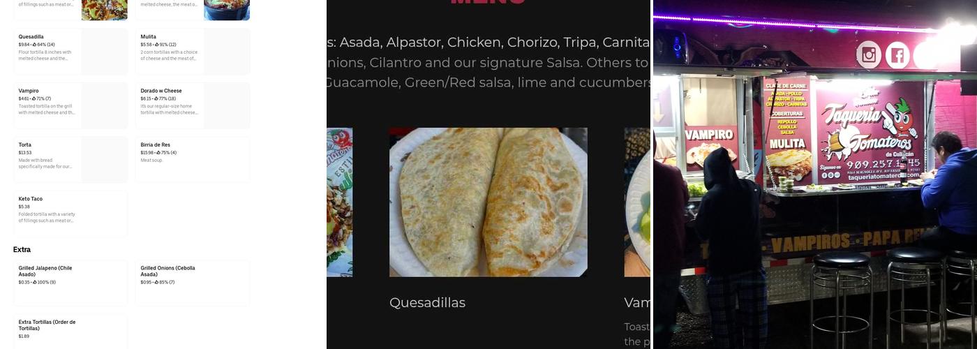 Taqueria Tomateros Mobile#1 Menu