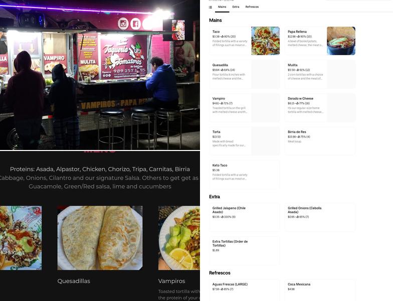 Taqueria Tomateros Mobile#1 Menu