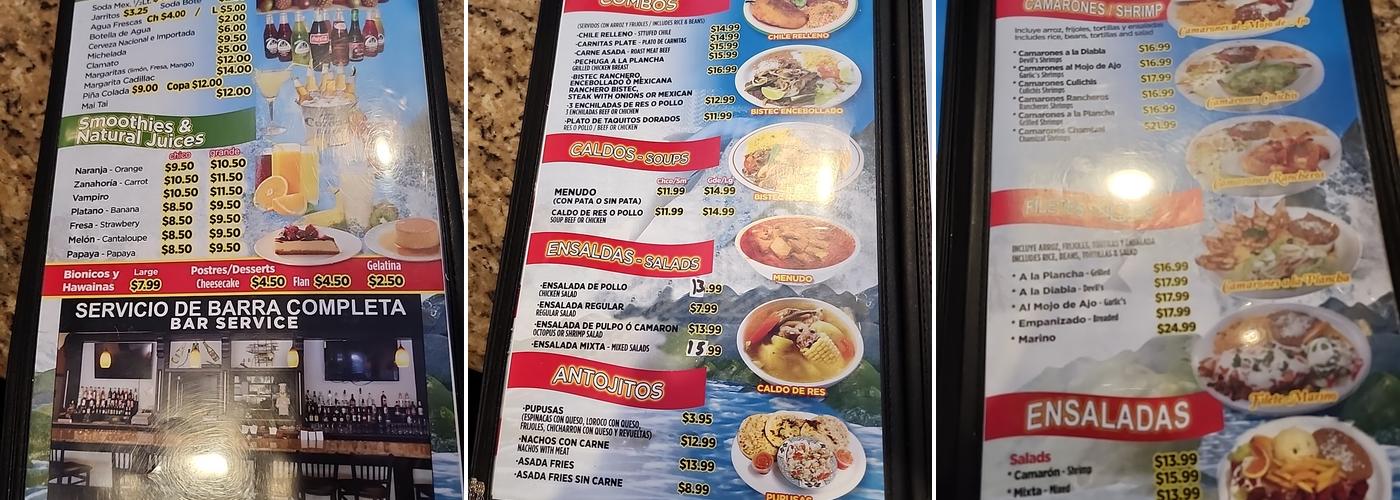 Chamizal Menu
