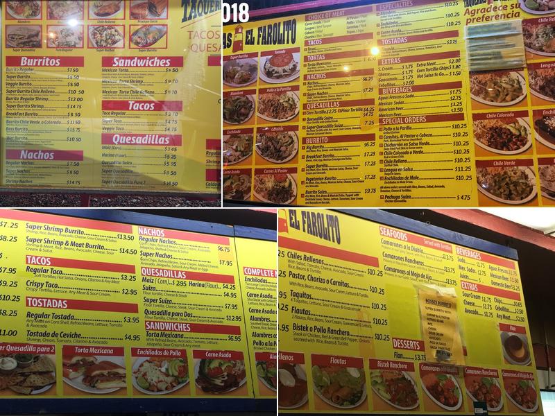 Taqueria El Farolito Menu