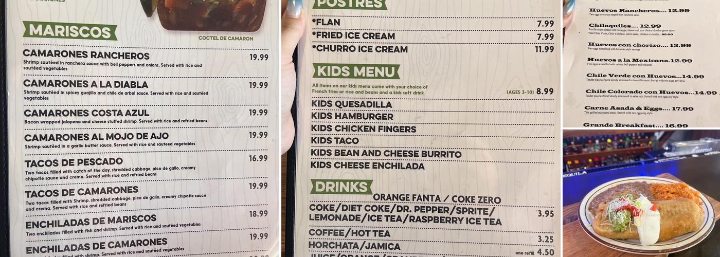 Xavi's Cantina & Grill Menu