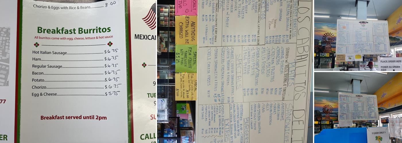 Los Caballitos - Mexican and American Food Menu