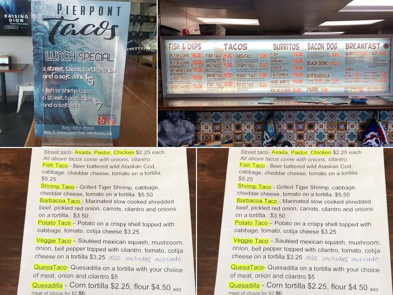 Pierpont Tacos Menu